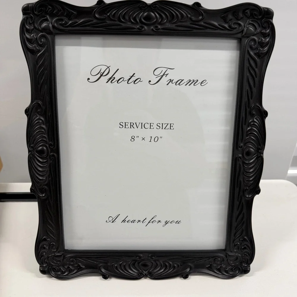 Black Ornate Baroque 8x10 Photo Frame Vintage Style Scroll Tabletop Wall Mount
